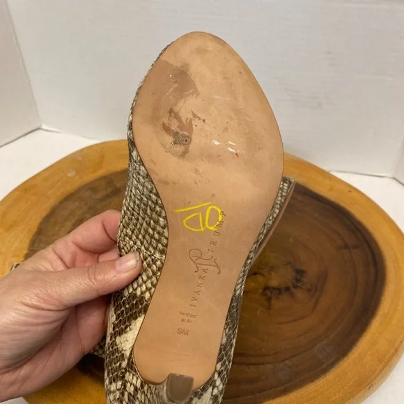 Ivanka Trump Snakeskin Peep Toe Leather Heels - Picture 8 of 8